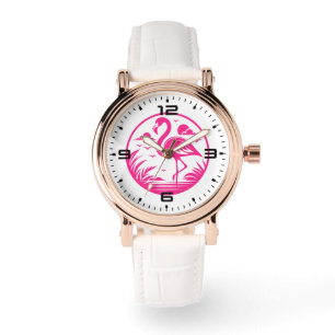Relógio Design de Círculo de Verão Flamingo Rosa-68730