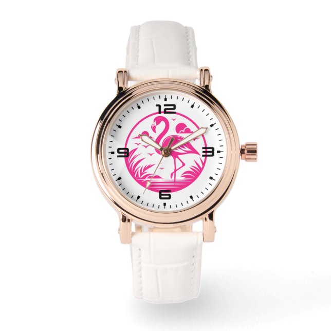 Relógio Design de Círculo de Verão Flamingo Rosa-68730 (Frente)