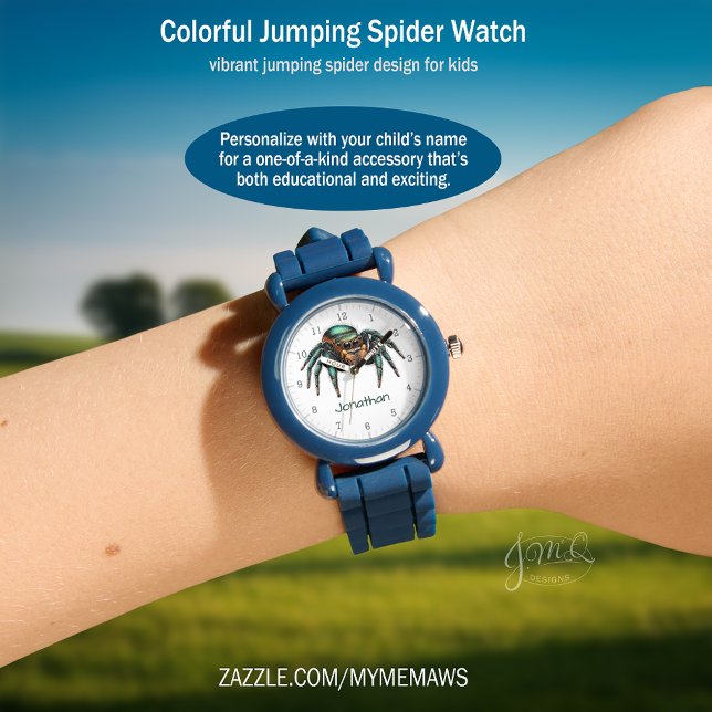 Relógio Design de Crianças de Aranha Saltitante Colorida (Colorful Jumping Spider Kids Design Watch)