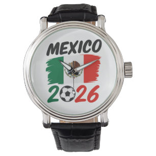 Relógio Design de Fã de Futebol México 2026 com Bola de Fu