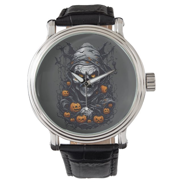 Relógio Design de Halloween Assustador (Frente)