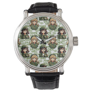 Relógio Design de Padrão de Meninas Soldier Animes