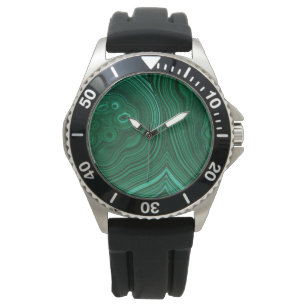 Relógio Design de pedra-verde-malaquita