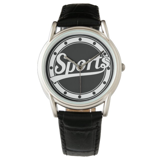 Relógio Design de texto: ESPORTE branco + seu próprio text (Frente)