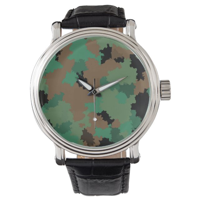 Relógio Design do Padrão de Camuflagem Selvagem do Exércit (Frente)