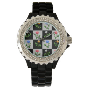 Relógio Design Floral Rosa multicolorido verificado