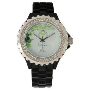 Relógio Design floral verde maravilhoso.
