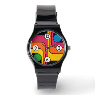 Relógio Design Geométrico Estilo Retro Mod Anos 70