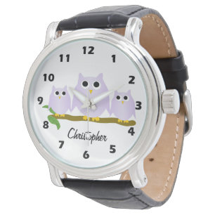 Relógio Design Lilac Coruja Personalizado
