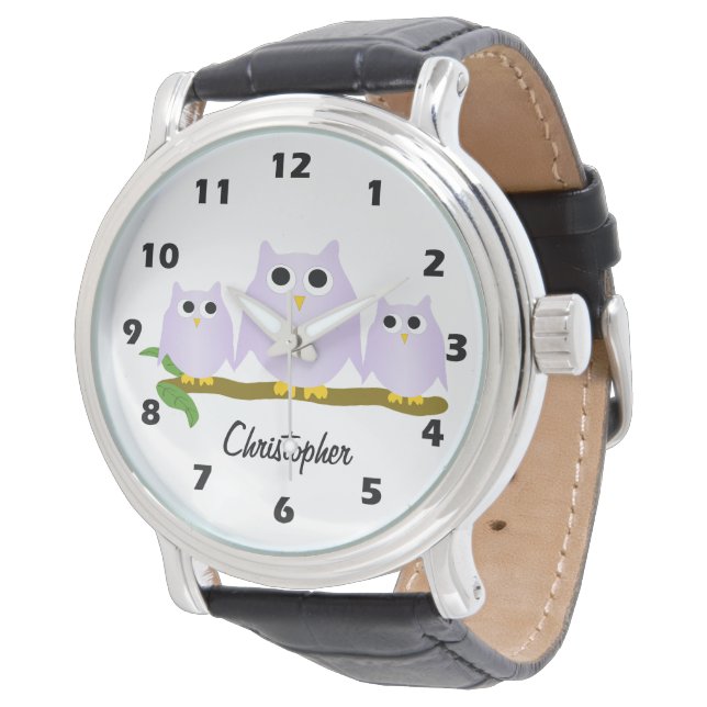 Relógio Design Lilac Coruja Personalizado (Angular)