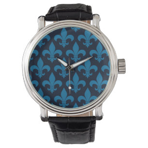 Relógio Design parisiense do teste padrão francês azul d