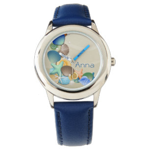 Relógio design personalizado do oceano da praia seashells