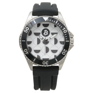 Relógio Designer de Bitmoeda Preto e Branco