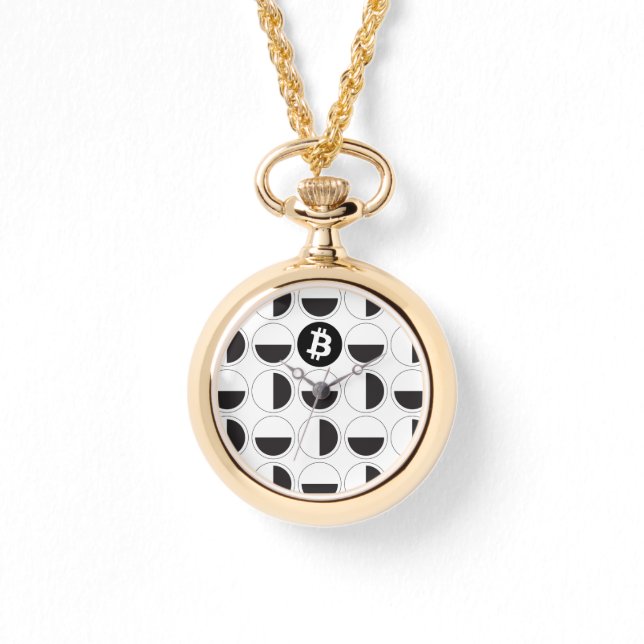 Relógio Designer de Bitmoeda Preto e Branco (Frente)