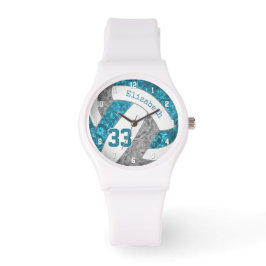 Relógio desportista de teal cinza vôlei personalizada