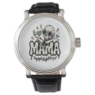 Relógio Dia de as Bruxas engraçado Mama Legal Skull