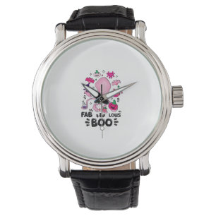 Relógio Dia de as Bruxas engraçado Rosa Ghost Fazendo mala