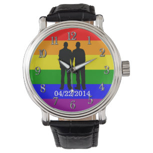 Relógio Dia de Casamento do Casal de Gay Personalizado Org