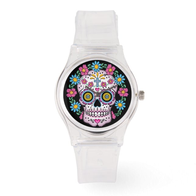 Relógio Dia de los Muertos Sugar Skull (Frente)