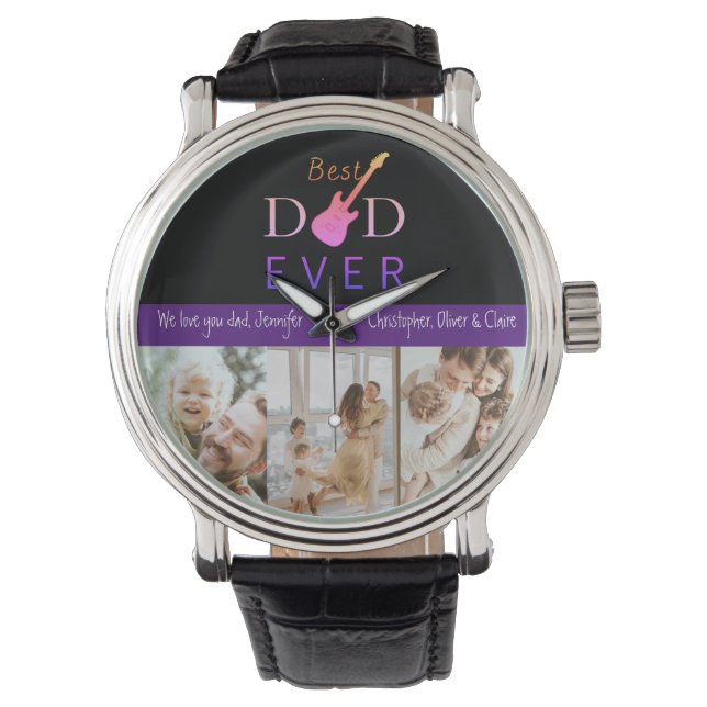 Relógio Dia de os pais de Colagem de Fotografias do Melhor (Frente)