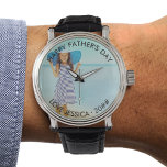 Relógio Dia de os pais Personalizado de Foto e Saudação<br><div class="desc">Controle de fotos personalizado - perfeito para qualquer ocasião. O modelo de foto está configurado para que você carregue sua própria foto e você também pode editar todo o texto. O texto de exemplo diz "dia de os pais feliz amor de [nome] ・ [ano]", tudo isso pode ser personalizado. Foto...</div>