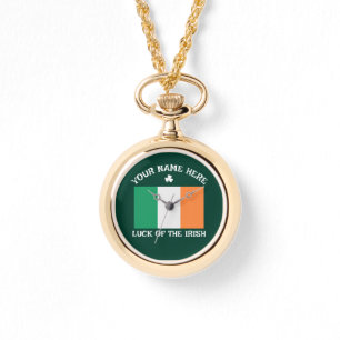 Relógio Dia de São Patrício Bandeira da Irlanda Nome Perso