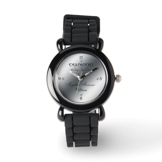 Relógio Diamante Personalizado de Observação do 60º Aniver (Frente)