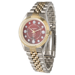 Relógio Diamante Vermelho de Coral Dizendo Em Torno Do Pre