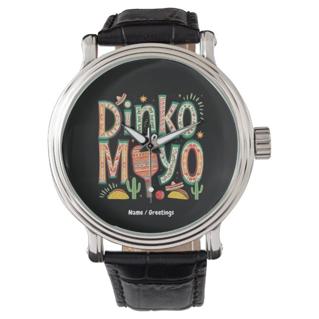 Relógio Dinko de Mayo Funny Cinco de Mayo Pickleball Pun (Frente)