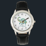 Relógio Dinossauro Personalizado<br><div class="desc">Brontossauro,  um dinossauro pré-histórico,  é um relógio de aquarela para rapazes ou raparigas. Basta adicionar seu nome e escolher sua cor de banda de relógio. De volta à escola ou presente de Natal. Ilustrado em aquarela.</div>