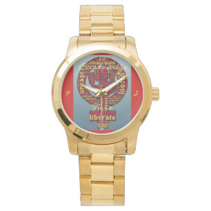 Relógio direitos das mulheres 2017 levantou o punho Thunde