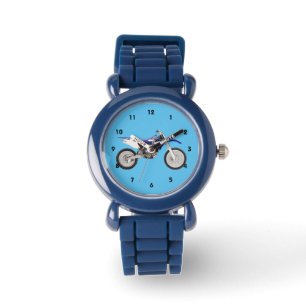 Relógio Dirtbike azul ostenta o velomotor do menino dos