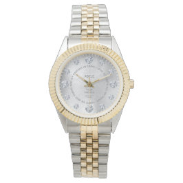 Relógio Discagem Personalizada de Discagem Dourada Branca