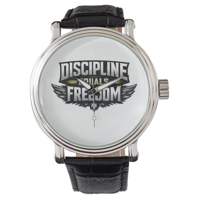 Relógio Discipline Equals Freedom – Motivational Design  (Frente)