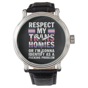 Relógio Divertido Respeite Meus Amigos Trans Orgulho Gay L
