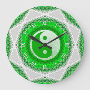 Relógio do Home Decor Verde YinYang FengShui