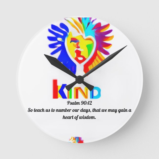 Relógio do logotipo LK Psalm 90:12 - Tempo com pro (Frente)