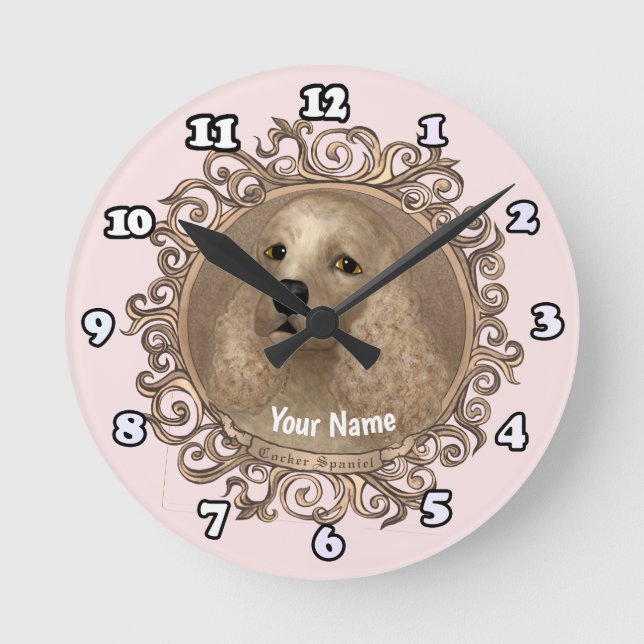 relógio do Spaniel do ornamentado Cocker (Frente)