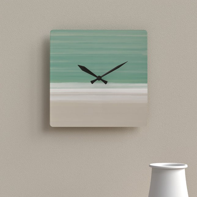 Relógio do Tema da Praia do Oceano Turquesa Modern (Inspired by a turquoise ocean and a sandy beach, this clock will look lovely in your home)
