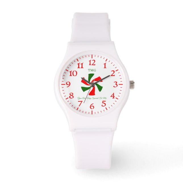 Relógio Doces de hortelã-pimenta personalizados (Frente)