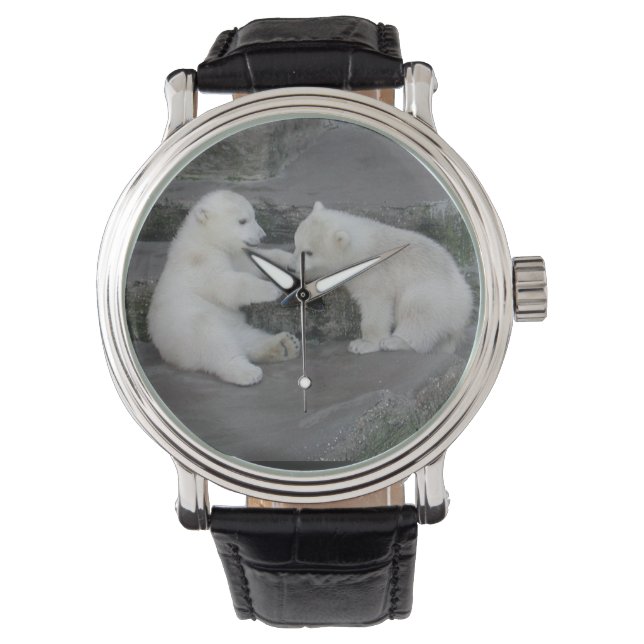 Relógio Dois Cubos de Urso Polar (Frente)