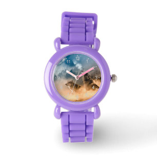 Relógio Dois lobos uivando na lua de cheio na floresta