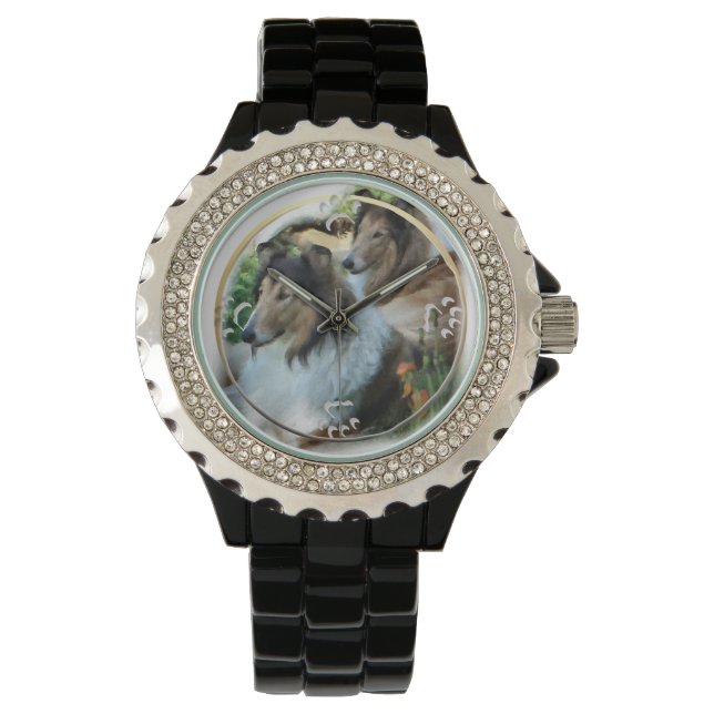 Relógio Dois presentes de Collie Rough Sable (Frente)