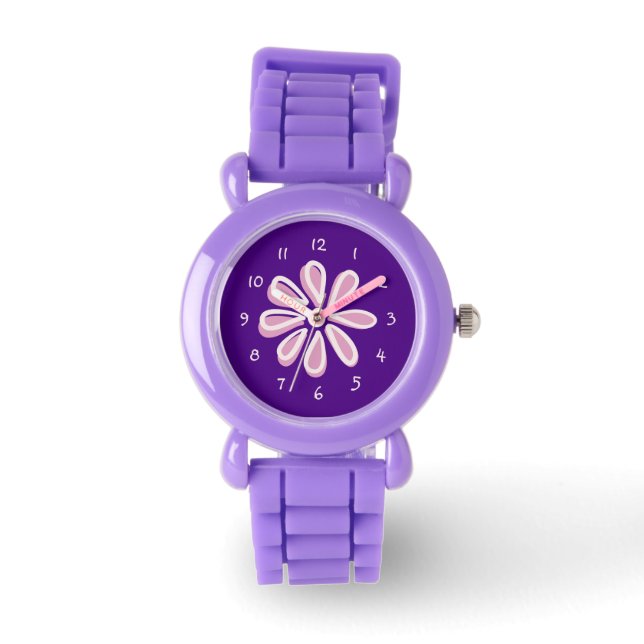 Relógio Dótulo da Flor Roxo Repleto (Frente)