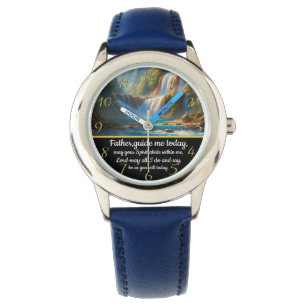 Relógio Dourada Cruz de Fé Cristã com o Pai, guie-me