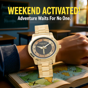 Relógio Dourada Faith Cristã cruza com palavras engraçadas