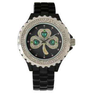 Relógio DOURADA SHAMROCK JEWEL EMERALD CORAÇÃO VERDE, Gems