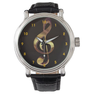 Relógio Dourada Treble Clef Music Watch