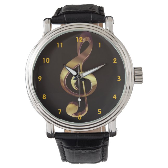 Relógio Dourada Treble Clef Music Watch (Frente)