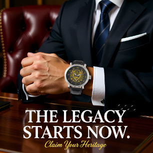 Relógio Dourado bison com Design Floral